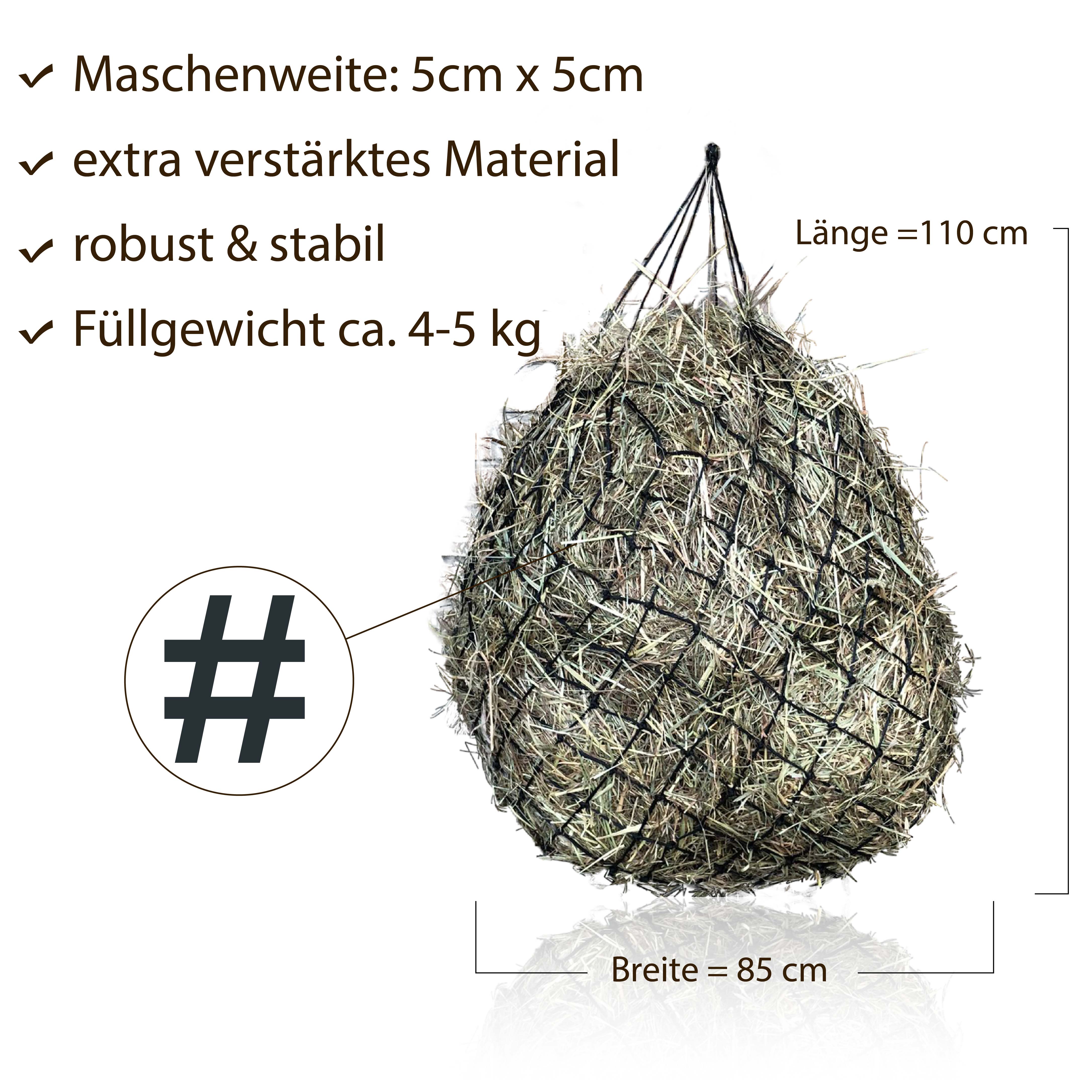 Heunetz für Pferde, 5x5cm, 5kg Füllgewicht